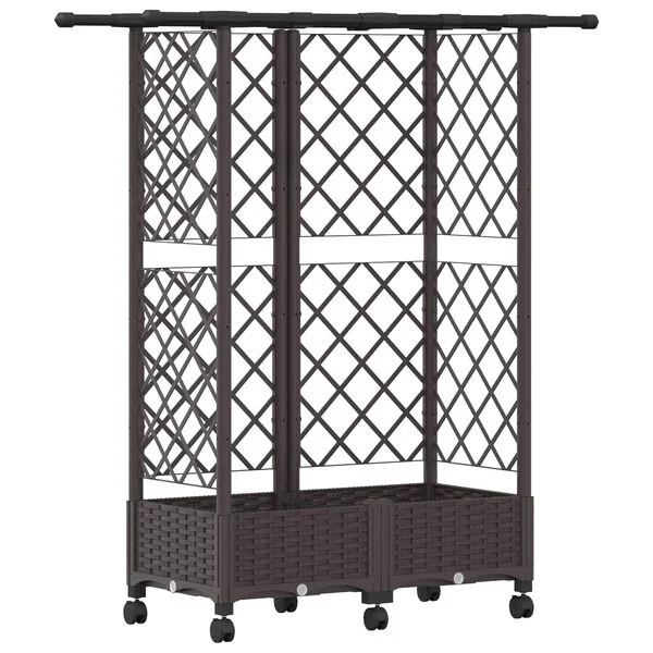 vidaXL Lit Élevé avec Treillis et Toit Marron 124 x 40 x 127 cm PP