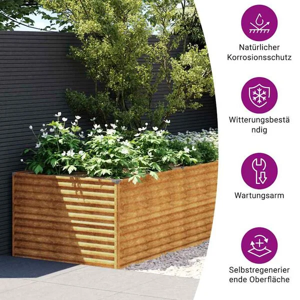 vidaXL Lit surélevé de jardin 479x100x69 cm acier corten