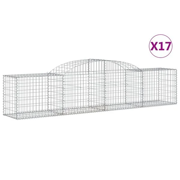 vidaXL Paniers à gabions arqués 17 pcs 300x50x60/80 cm fer galvanisé