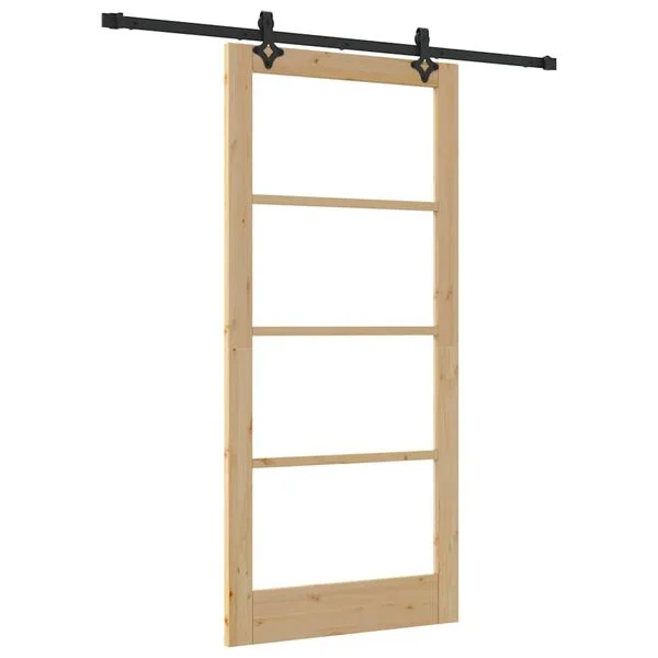vidaXL Porte coulissante ORKDAL 93 x 202 cm Naturel et noir