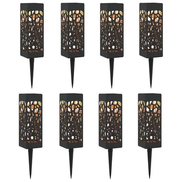 vidaXL Lampes solaires extérieures avec pique de sol 8 pc Blanc chaud