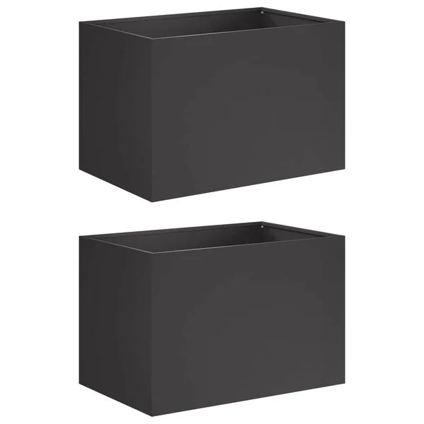 vidaXL Cache-pot de jardin 2 pc Noir 50 x 40 x 40 cm