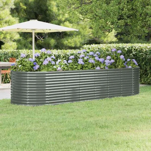 vidaXL Lit surélevé de jardin Acier galvanisé 322x100x68cm gris