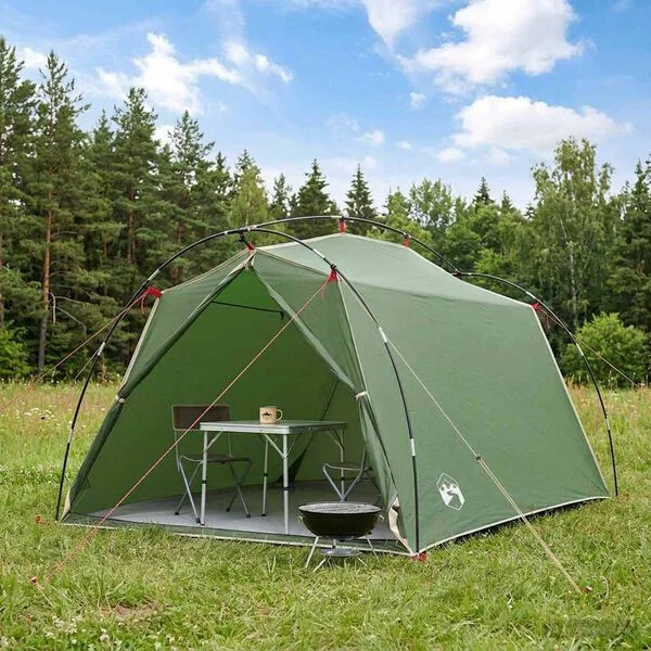 vidaXL Tente tunnel 2 personne Vert Polyester 185T avec revêtement PU