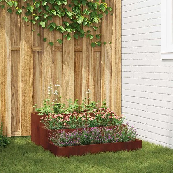 vidaXL Cache-pot de jardin Rouillé 90 x 90 x 35 cm Acier patiné