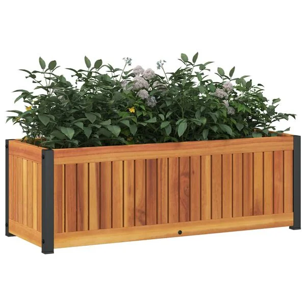 vidaXL Jardinière 80x30x27, 5 cm bois massif d'acacia et acier