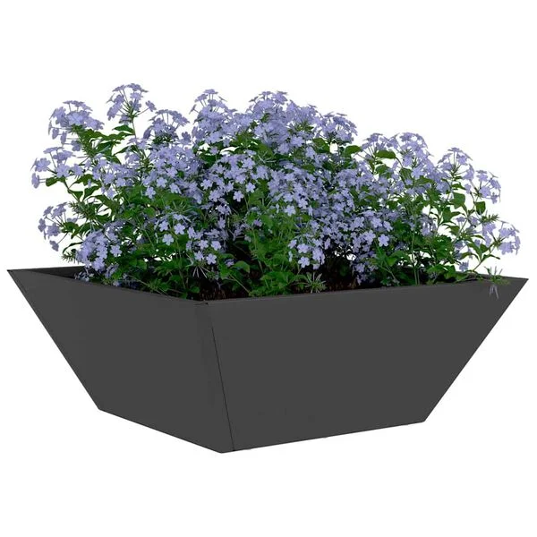 vidaXL Cache-pot de jardin Noir 40 x 40 x 15 cm Acier laminé à froid