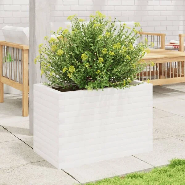 vidaXL Jardinière blanc 70x40x45, 5 cm bois de pin massif