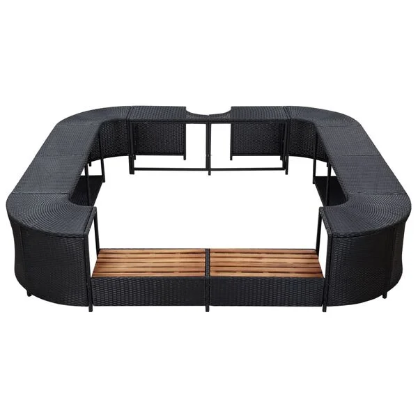vidaXL Cadre de spa carré Noir 268x268x55 cm Résine tressée
