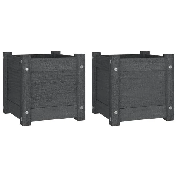 vidaXL Jardinières d'extérieur 2 pcs Gris 31x31x31 cm Bois de pin