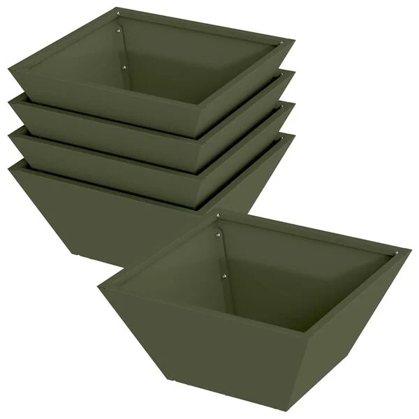 vidaXL Cache-pot de jardin 5 pc Vert olive 35 x 35 x 15 cm
