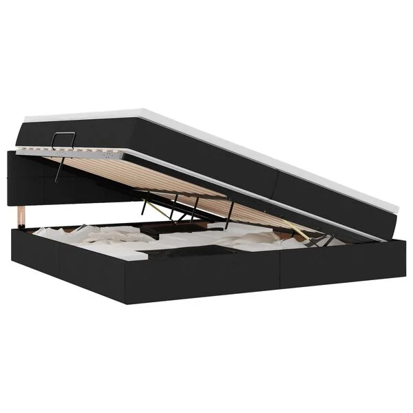 vidaXL Lit avec rangement et matelas Noir 200 x 200 cm Velours