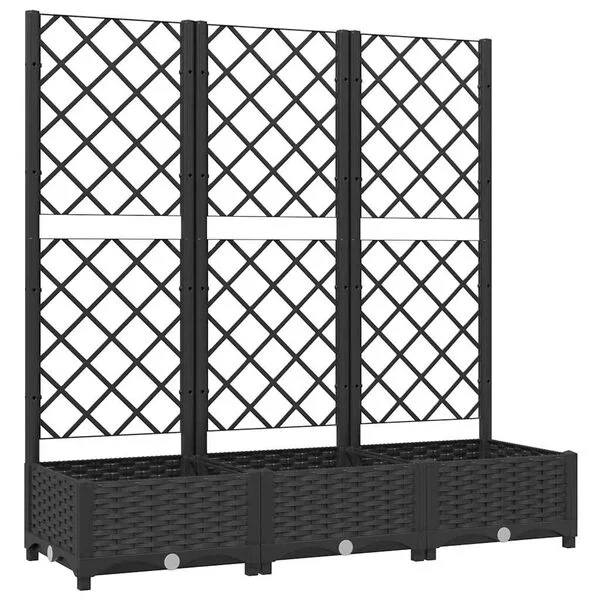 vidaXL Jardinière avec treillis Noir 120 x 40 x 121, 5 cm PP