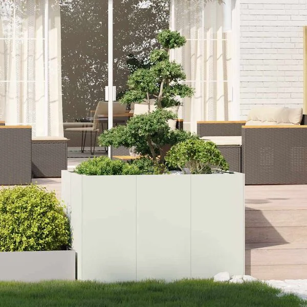 vidaXL Jardinière blanc 120x80x80 cm acier