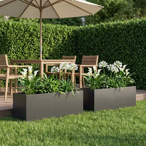 vidaXL Cache-pot de jardin 2 pc Noir 80 x 30 x 30 cm