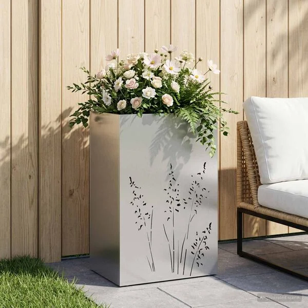 vidaXL Cache-pot de jardin Argenté 50 x 30 x 75 cm Acier galvanisé