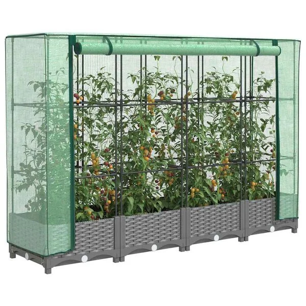 vidaXL Jardinière surélevée avec housse aspect rotin 160x40x123 cm
