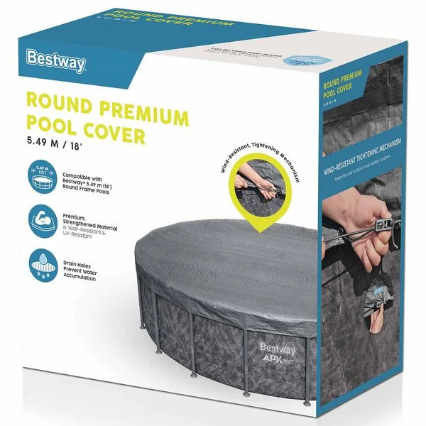 Bestway Couverture de piscine Ø5, 49 m Rond Polyester Gris