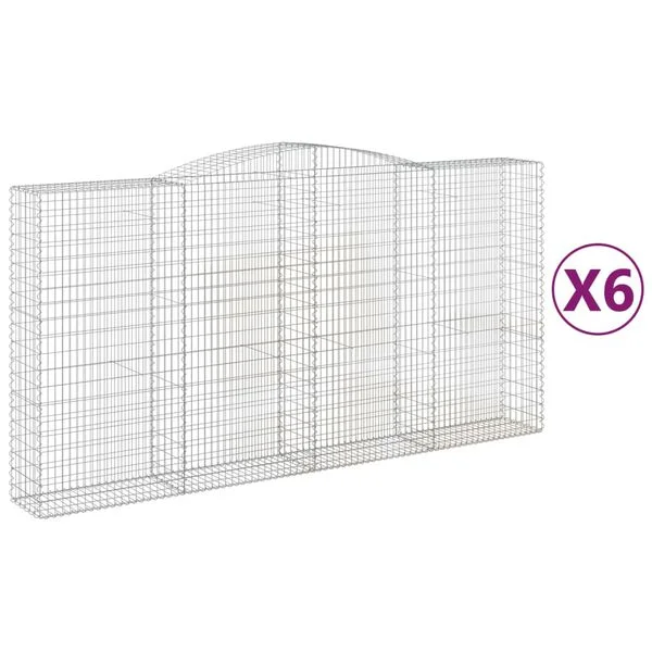 vidaXL Paniers à gabions arqués 6 pcs 400x50x200/220 cm Fer galvanisé