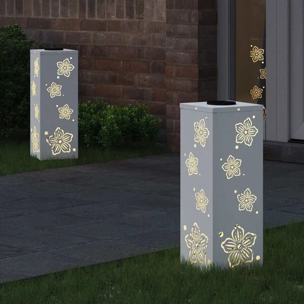 vidaXL Lumière de chemin LED solaire 2 pc Blanc chaud 18 x 18 x 50 cm