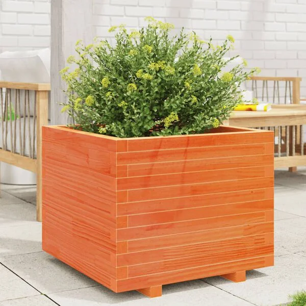 vidaXL Jardinière cire marron 60x60x49, 5 cm bois de pin massif