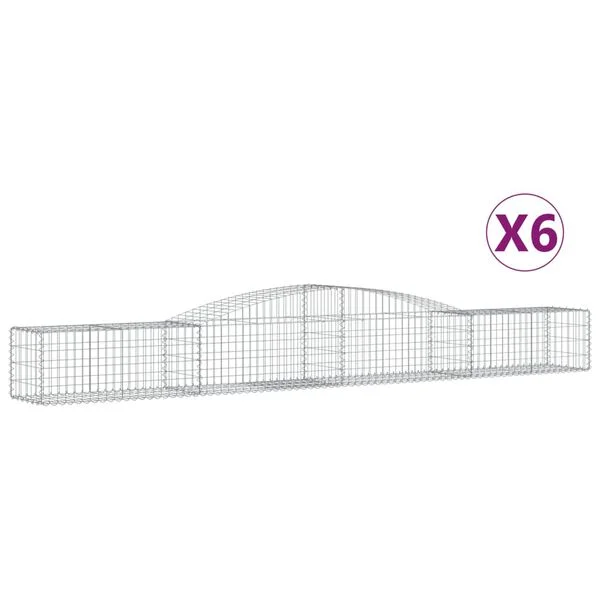 vidaXL Paniers à gabions arqués 6 pcs 400x50x40/60 cm Fer galvanisé