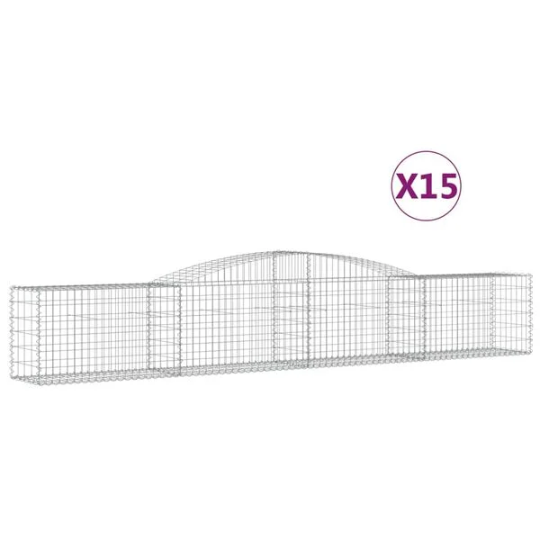 vidaXL Paniers à gabions arqués 15 pcs 400x50x60/80 cm Fer galvanisé