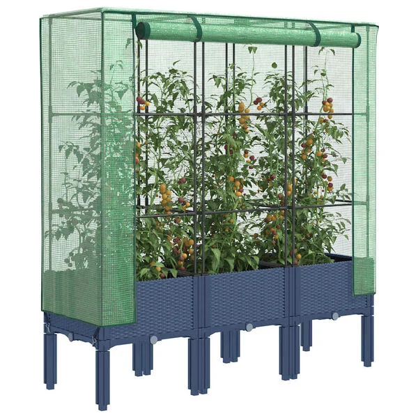 vidaXL Jardinière surélevée avec housse aspect rotin 120x40x140 cm