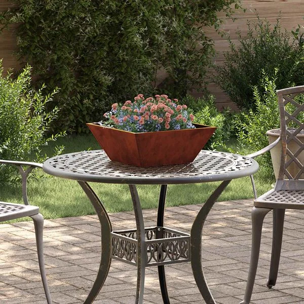 vidaXL Cache-pot de jardin 5 pc Rouillé 40 x 40 x 15 cm Acier patiné