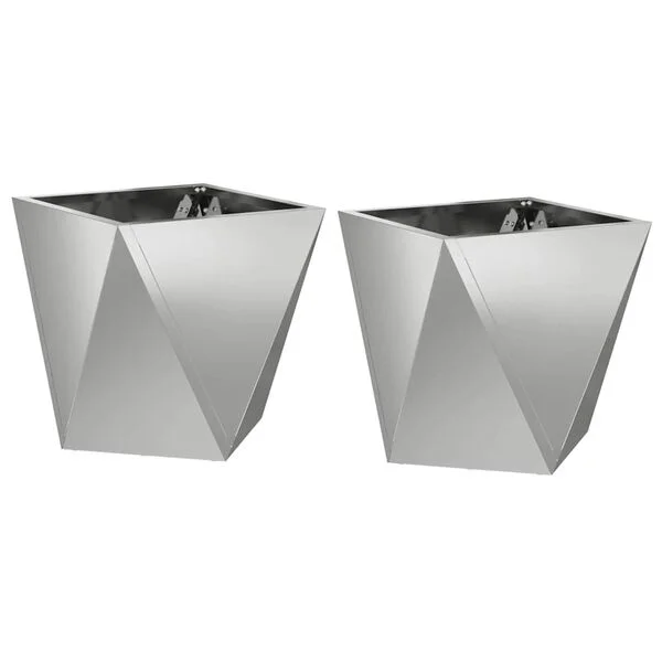 vidaXL Jardinière 2 pc Argent 30 x 30 x 30 cm Acier galvanisé