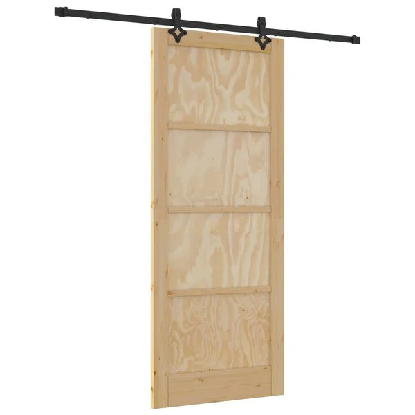 vidaXL Porte coulissante Naturel et noir 86 x 211 cm