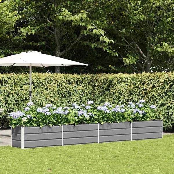 vidaXL Jardinière Gris clair 385 x 50 x 45 cm Acier galvanisé