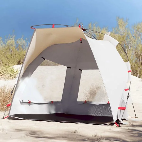 vidaXL Tente de plage 2 personnes gris libération rapide imperméable