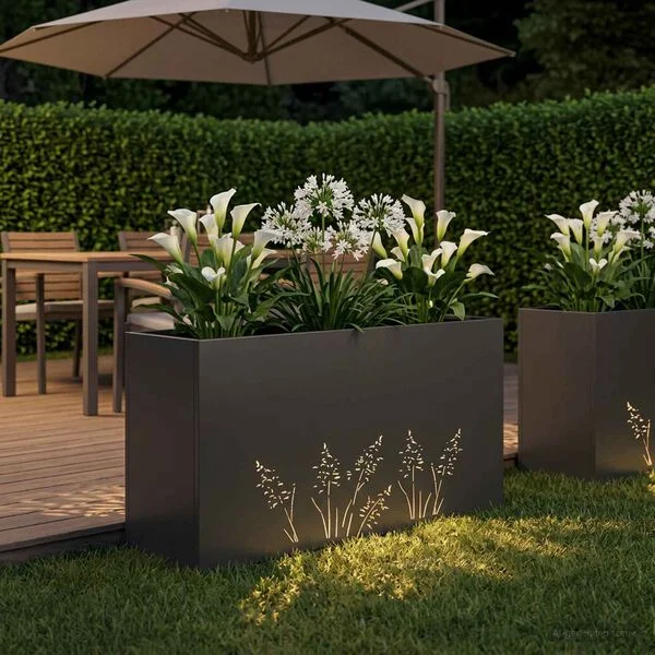 vidaXL Cache-pot de jardin Noir 100 x 30 x 49 cm Acier laminé à froid