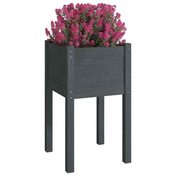 vidaXL Jardinière d'extérieur Gris 40x40x70 cm Bois de pin massif