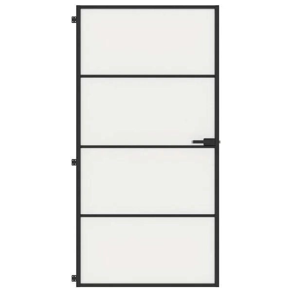 vidaXL Porte intérieure mince noir verre trempé aluminium