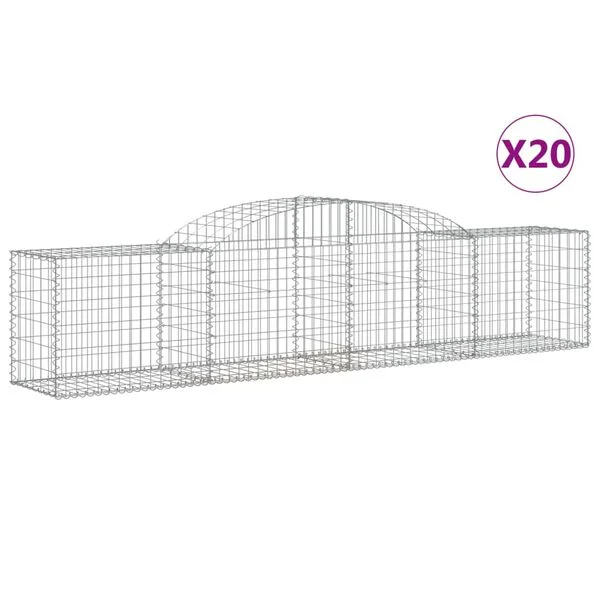 vidaXL Paniers à gabions arqués 20 pcs 300x50x60/80 cm fer galvanisé