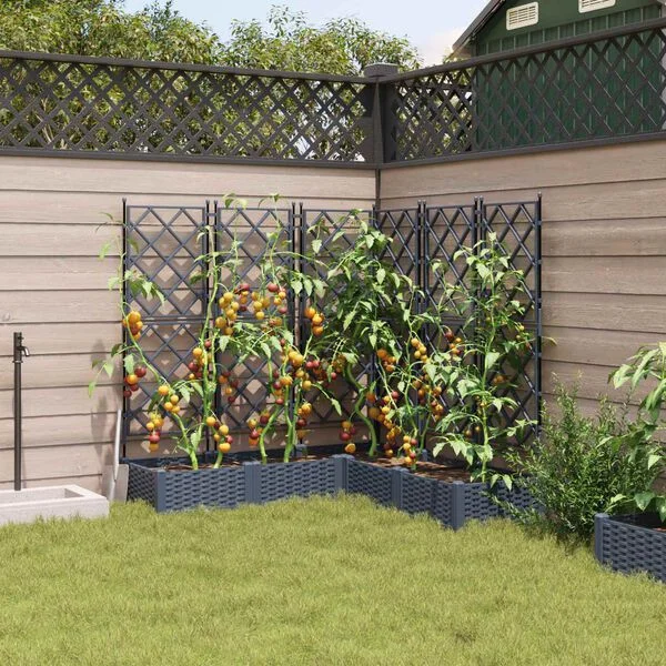 vidaXL Cache-pot de jardin 5 pc Gris 120 x 120 x 125, 5 cm PP