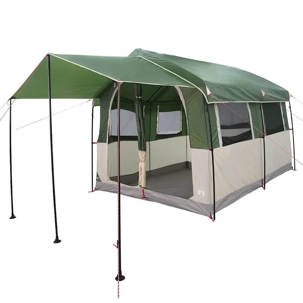 vidaXL Tente familiale 4 personnes 4 personne Vert et blanc