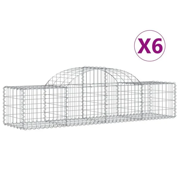 vidaXL Paniers à gabions arqués 6 pcs 200x50x40/60 cm fer galvanisé