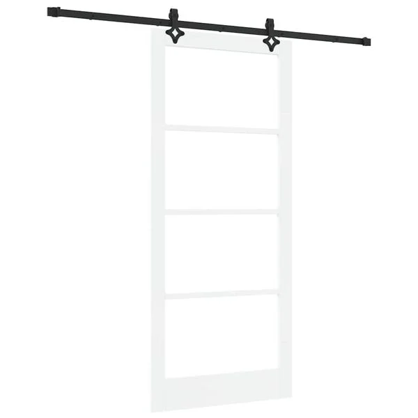 vidaXL Porte coulissante Blanc 93 x 211 cm Bois de pin massif et verre