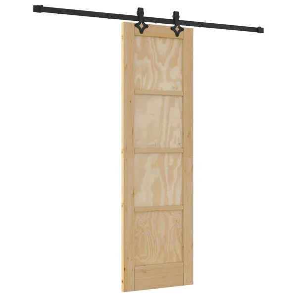 vidaXL Porte coulissante Naturel et noir 61 x 198, 5 cm