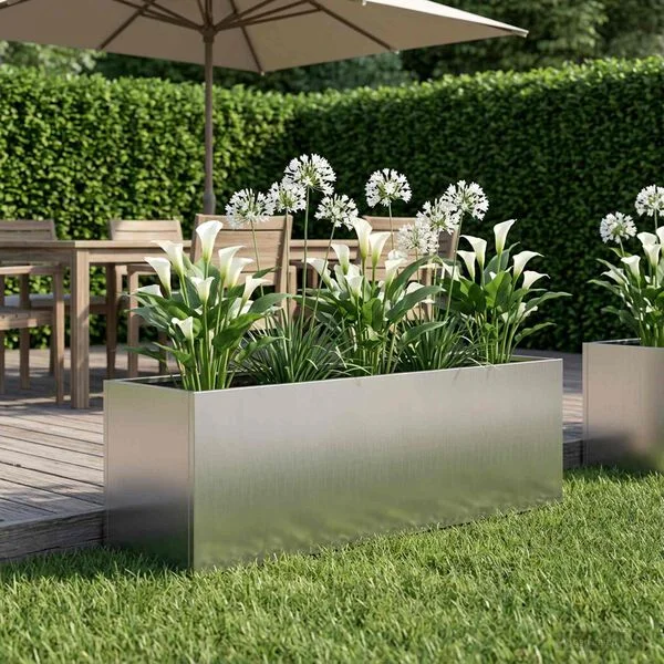 vidaXL Cache-pot de jardin Argenté 80 x 30 x 30 cm Acier galvanisé