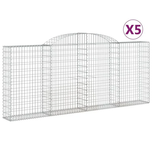 vidaXL Paniers à gabions arqués 5 pcs 300x30x120/140 cm fer galvanisé