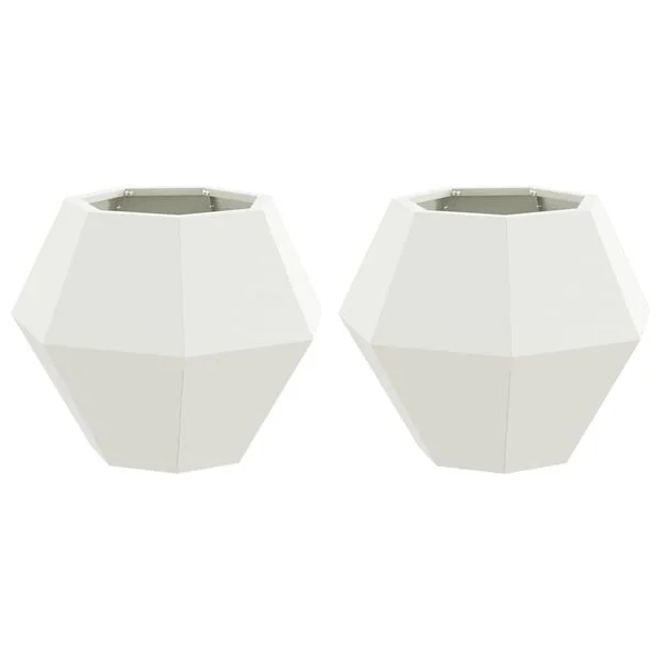 vidaXL Jardinière 2 pc Blanc 50 x 50 x 40 cm Acier