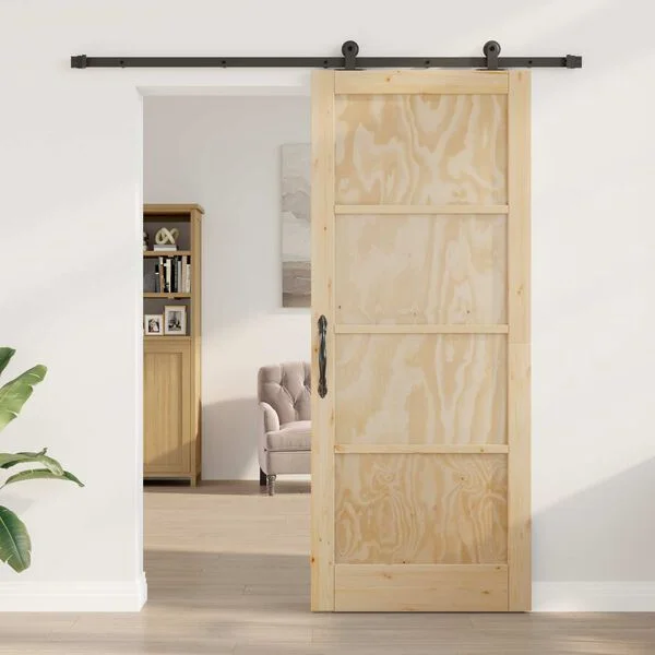 vidaXL Porte coulissante Naturel et noir 86 x 211 cm