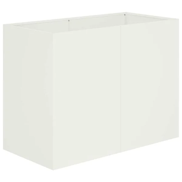vidaXL Cache-pot de jardin Blanc 80 x 40 x 60 cm Acier laminé à froid