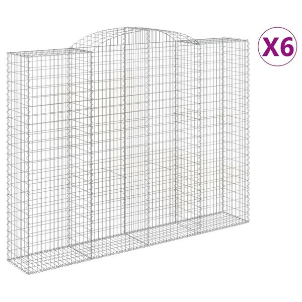 vidaXL Paniers à gabions arqués 6 pcs 300x50x220/240 cm fer galvanisé