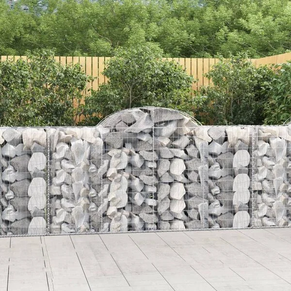 vidaXL Paniers à gabions arqués 3 pcs 200x50x100/120 cm fer galvanisé