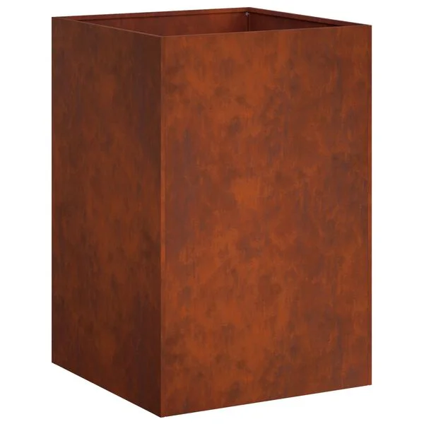 vidaXL Cache-pot de jardin Rouillé 40 x 40 x 75 cm Acier patiné
